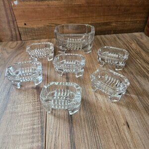 Vintage Footed Salt Cellar Set, One Large, 6 Small, Very Cool Set!